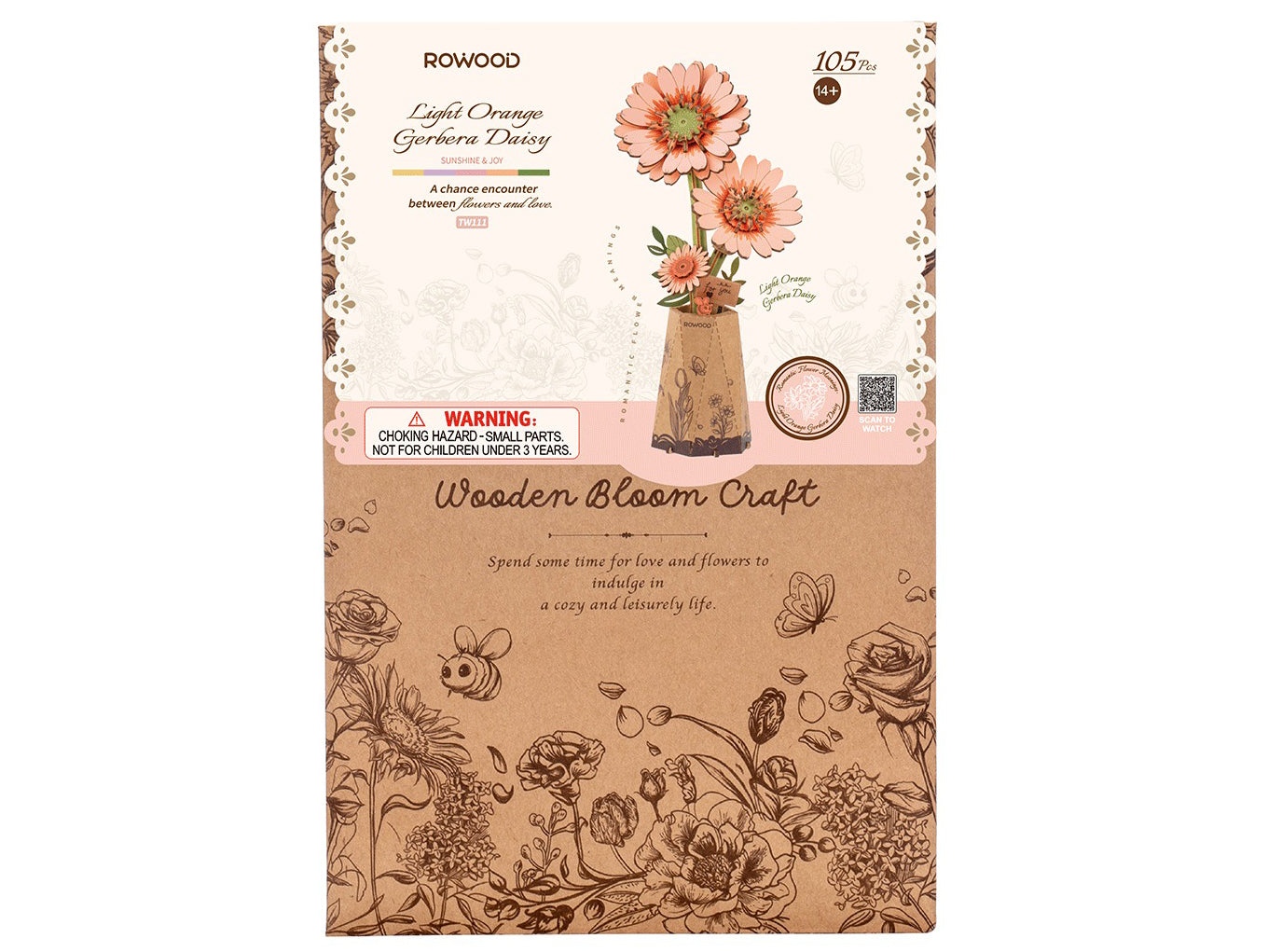 achat Maquette fleur miniature - Gérbera orange clair (Light Orange Gerbera) - Rowood