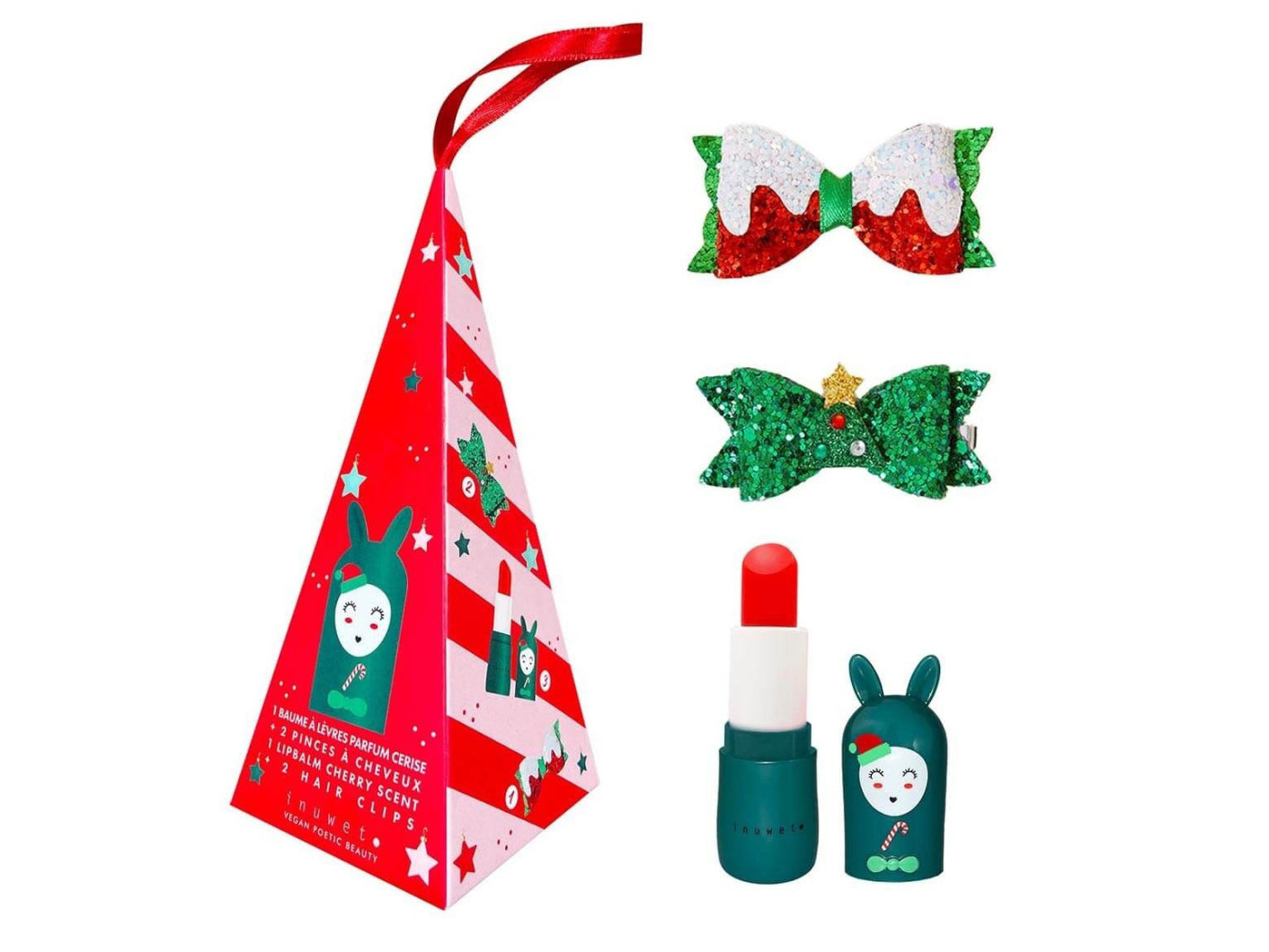 Achat Coffret de Noël - Baume à Lèvres Cerise & Pinces à Cheveux - Inuwet