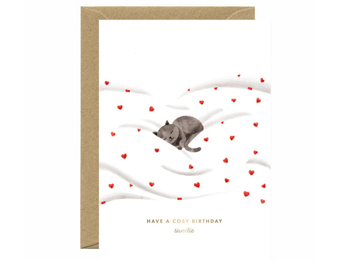 Achat Carte d'anniversaire aquarelle & dorure - Cosy Cat - ATWS