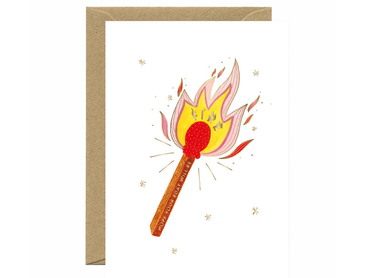 Achat Carte d'anniversaire aquarelle & dorure - Fire Match - ATWS