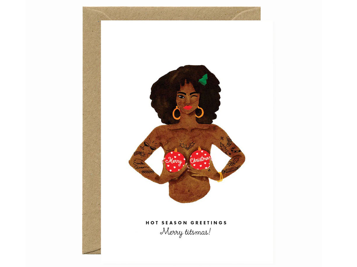 Achat Carte de Noël aquarelle - Merry Titsmas - ATWS