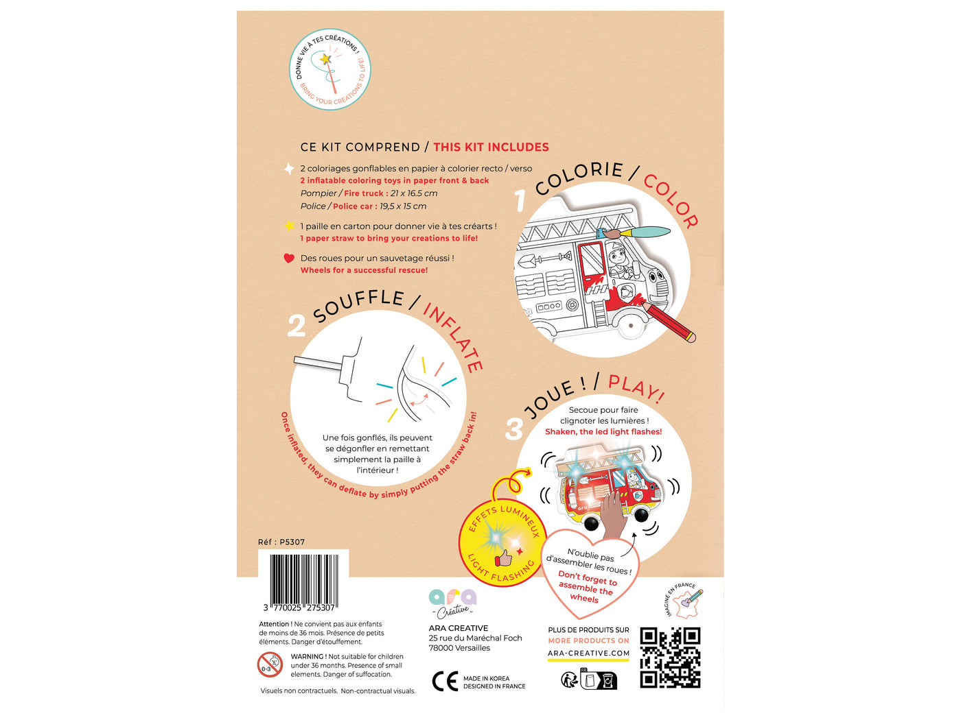 achat Coloriages gonflables - Police et pompier - Ara Créative