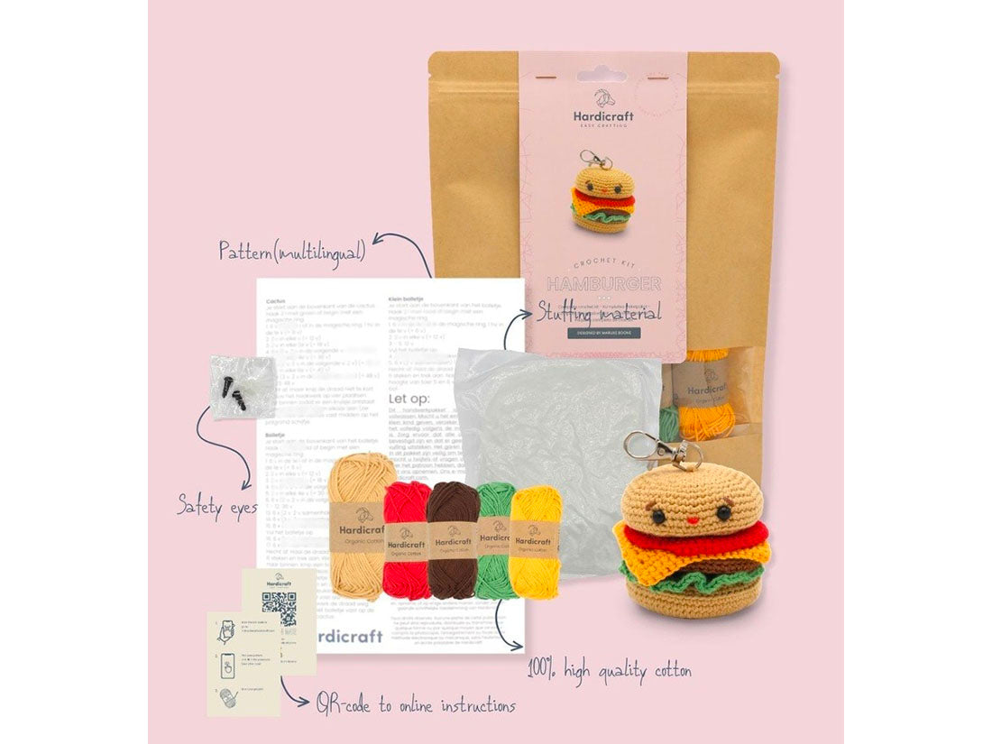achat Kit Crochet Bag Charm Hamburger - Hardicraft