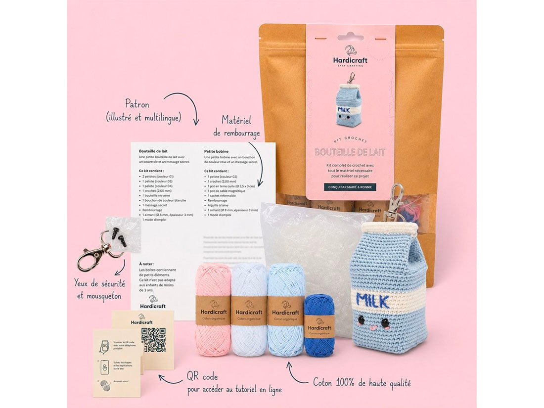 achat Kit Crochet Bag Charm Milk Carton - Hardicraft
