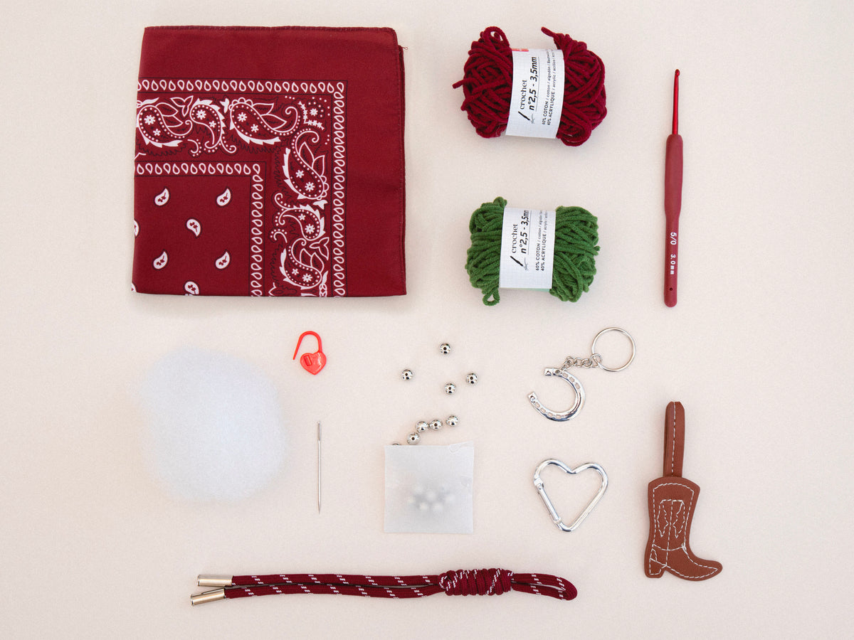 achat Kit crochet pour débutant - Bag charms - Cherry Cowboy