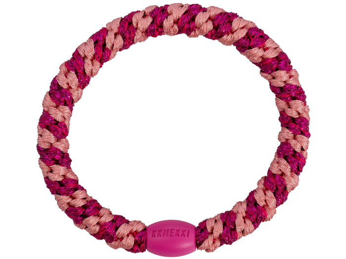 Achat Élastique cheveux Rayé rose délavé & rose électrique pailleté - Kknekki