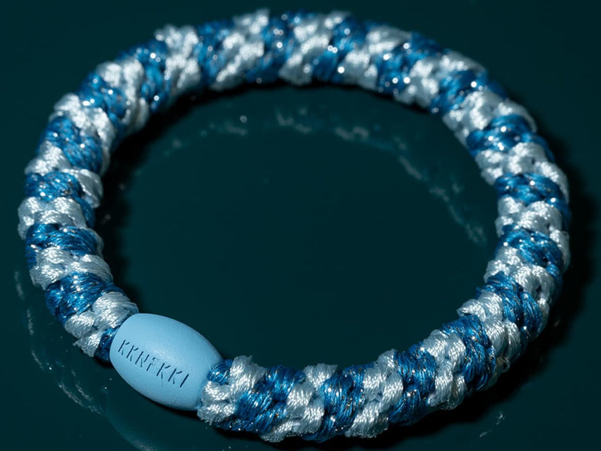 achat Élastique cheveux Rayé bleu bébé pailleté - Kknekki