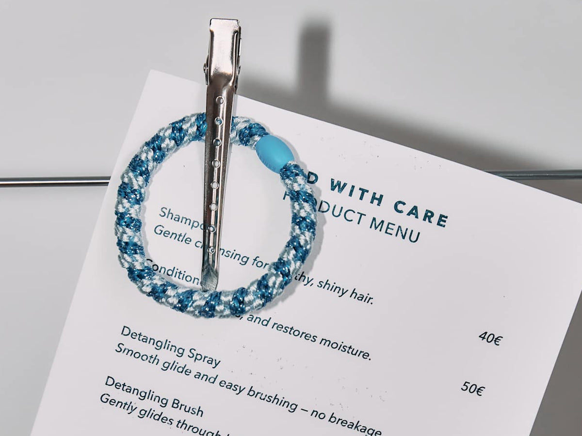achat Élastique cheveux Rayé bleu bébé pailleté - Kknekki