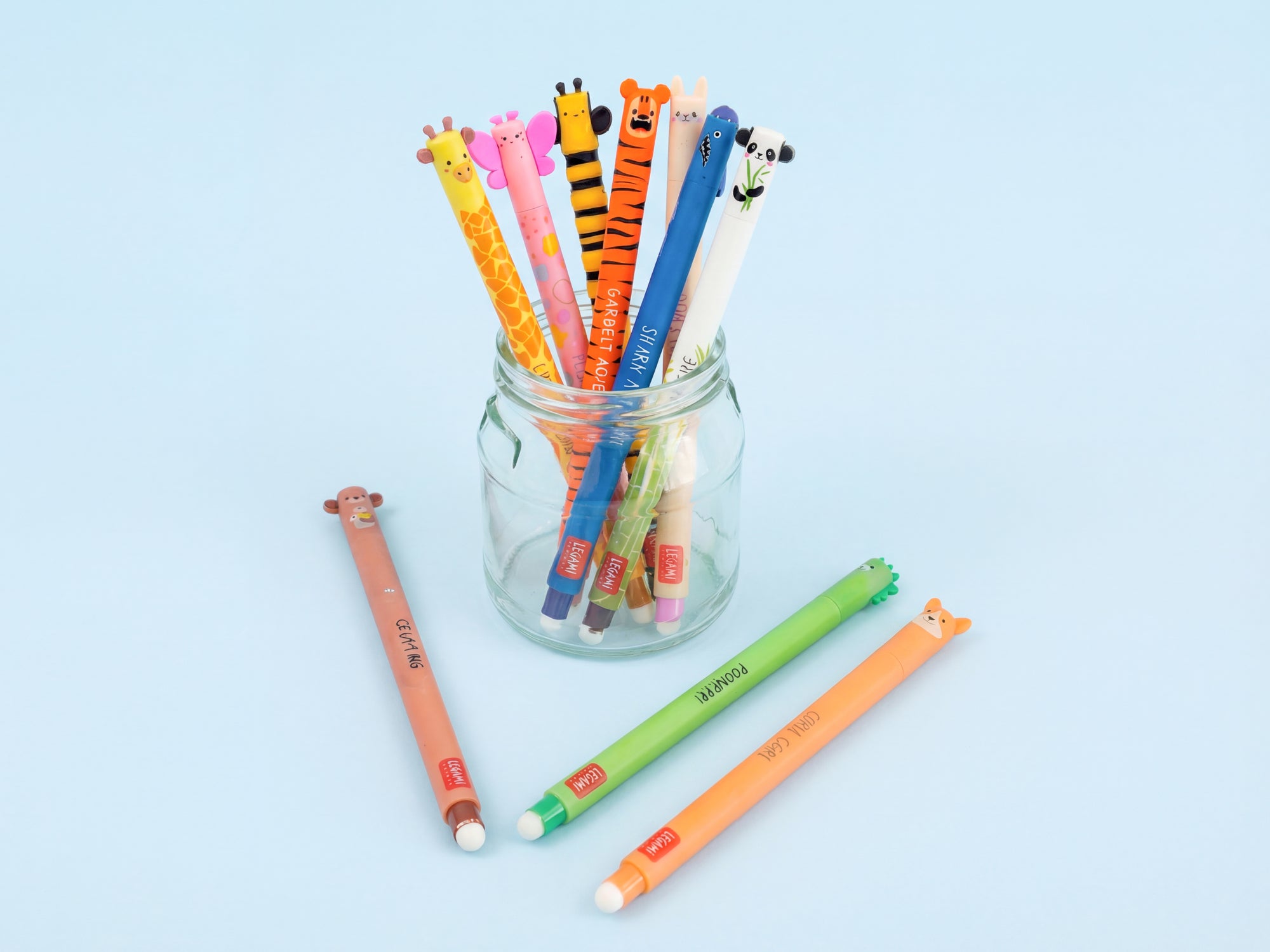 Pack de 10 stylos effaçables animaux legami