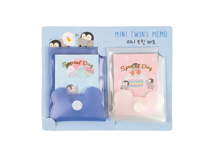 Achat Lot de 2 Mini blocs mémo pochettes Twins - Bleu et blanc