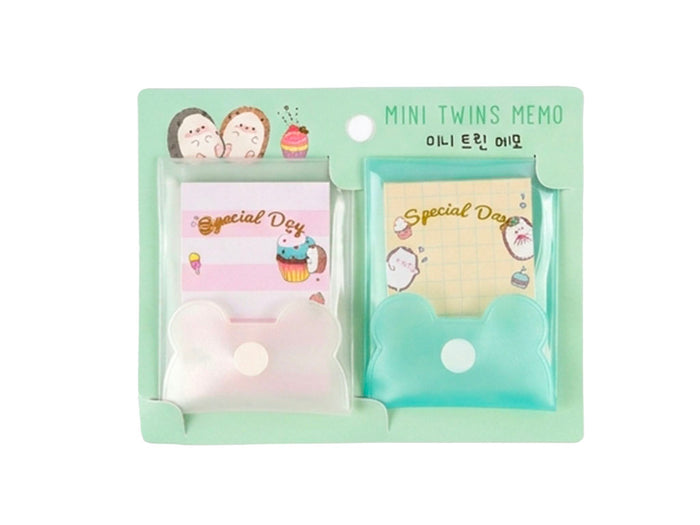 Achat Lot de 2 Mini blocs mémo pochettes Twins - Vert et blanc