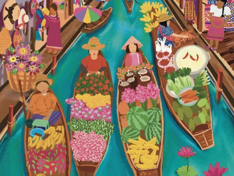 achat Puzzle Marché Flottant en Thaïlande 1000 pièces - Pieces & Peace