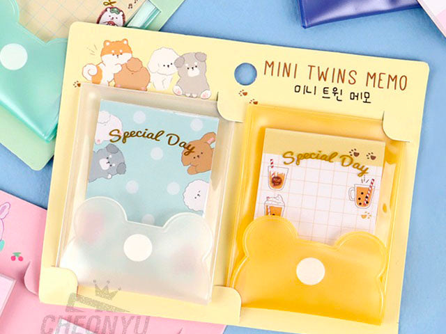Achat Lot de 2 Mini blocs mémo pochettes Twins - Rose et blanc