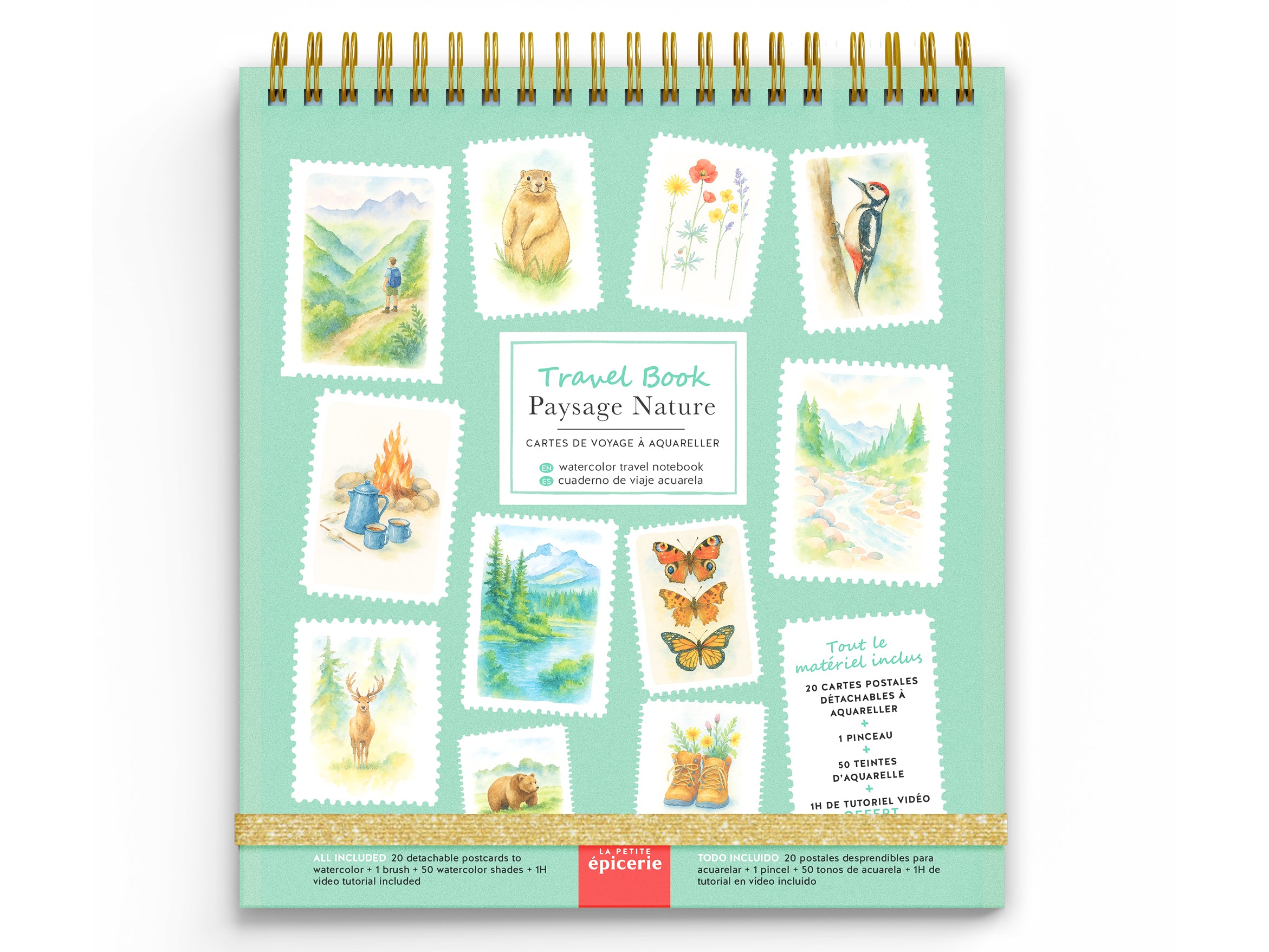 Cahier D'aquarelle Pour Débutants - 12 Illustrations Nature (oiseaux), Papier épais Anti-gondolage, Spirale, Format 23x16 Cm - 6