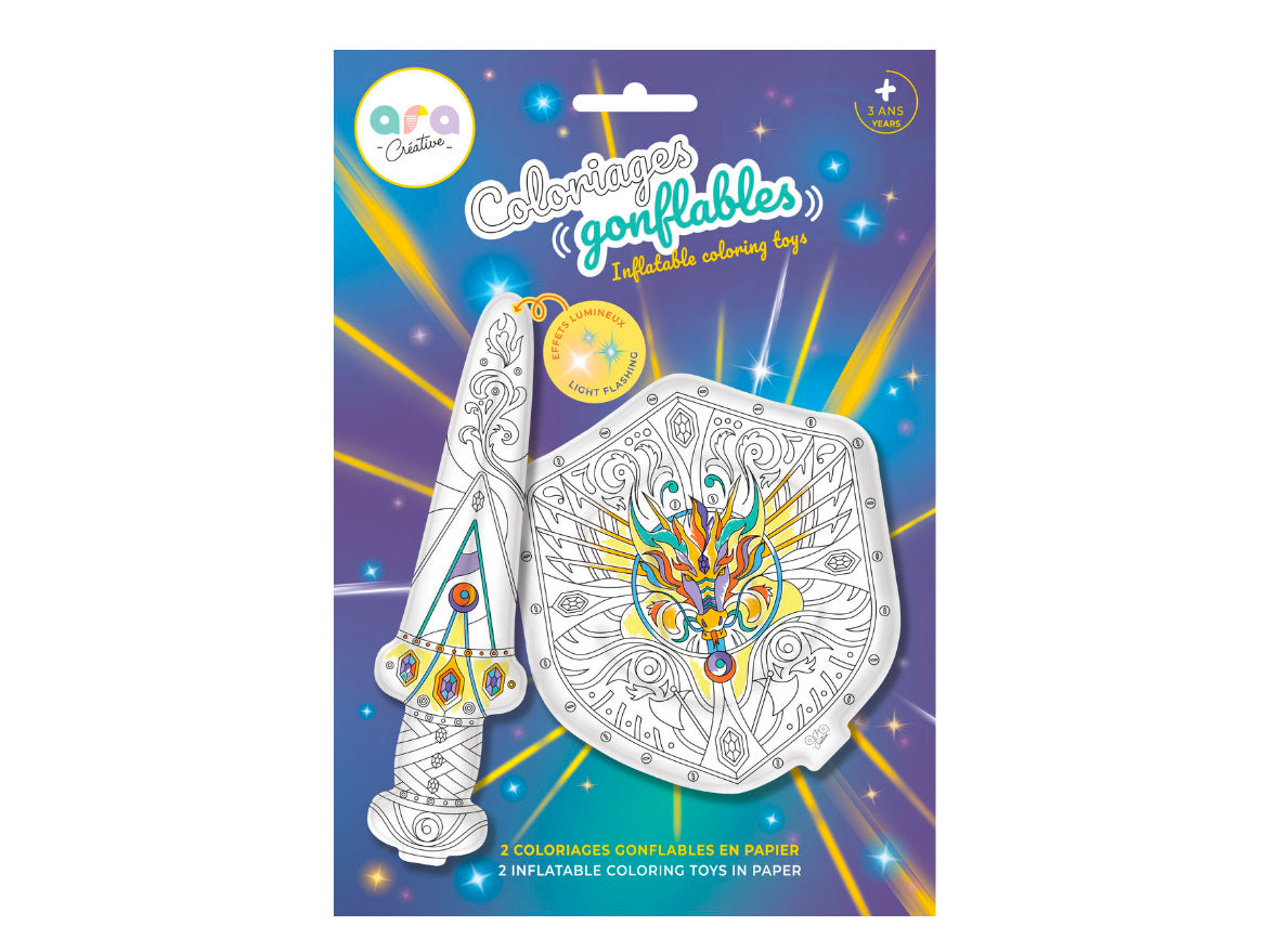 Achat Coloriages gonflables - Epée avec led et bouclier - Ara Créative