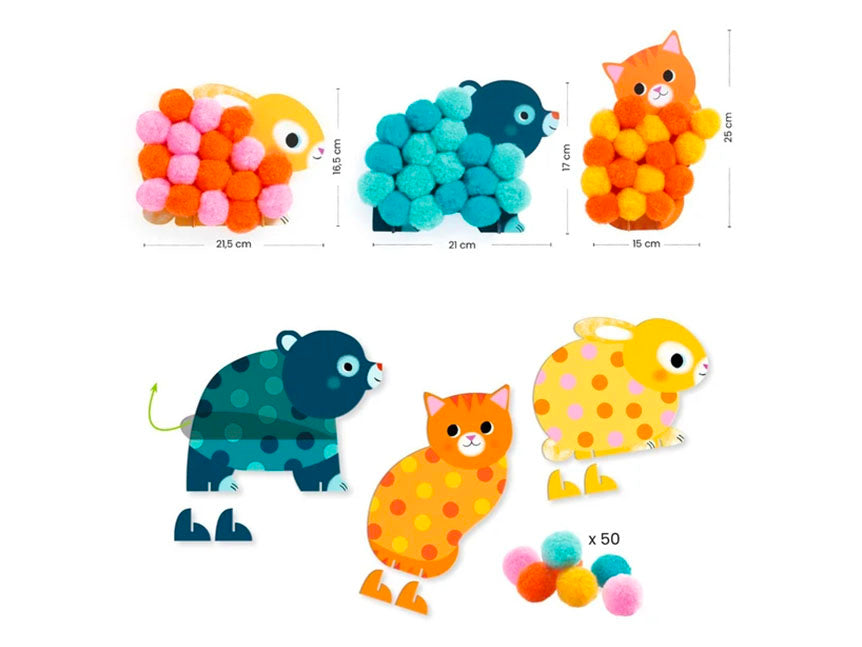 achat Collage de pompoms Animaux - Djeco