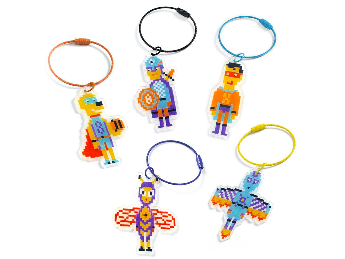 achat DIY Porte-clés Héros en Pixel Art - Djeco