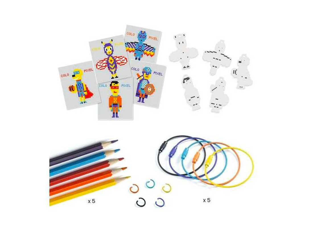 achat DIY Porte-clés Héros en Pixel Art - Djeco