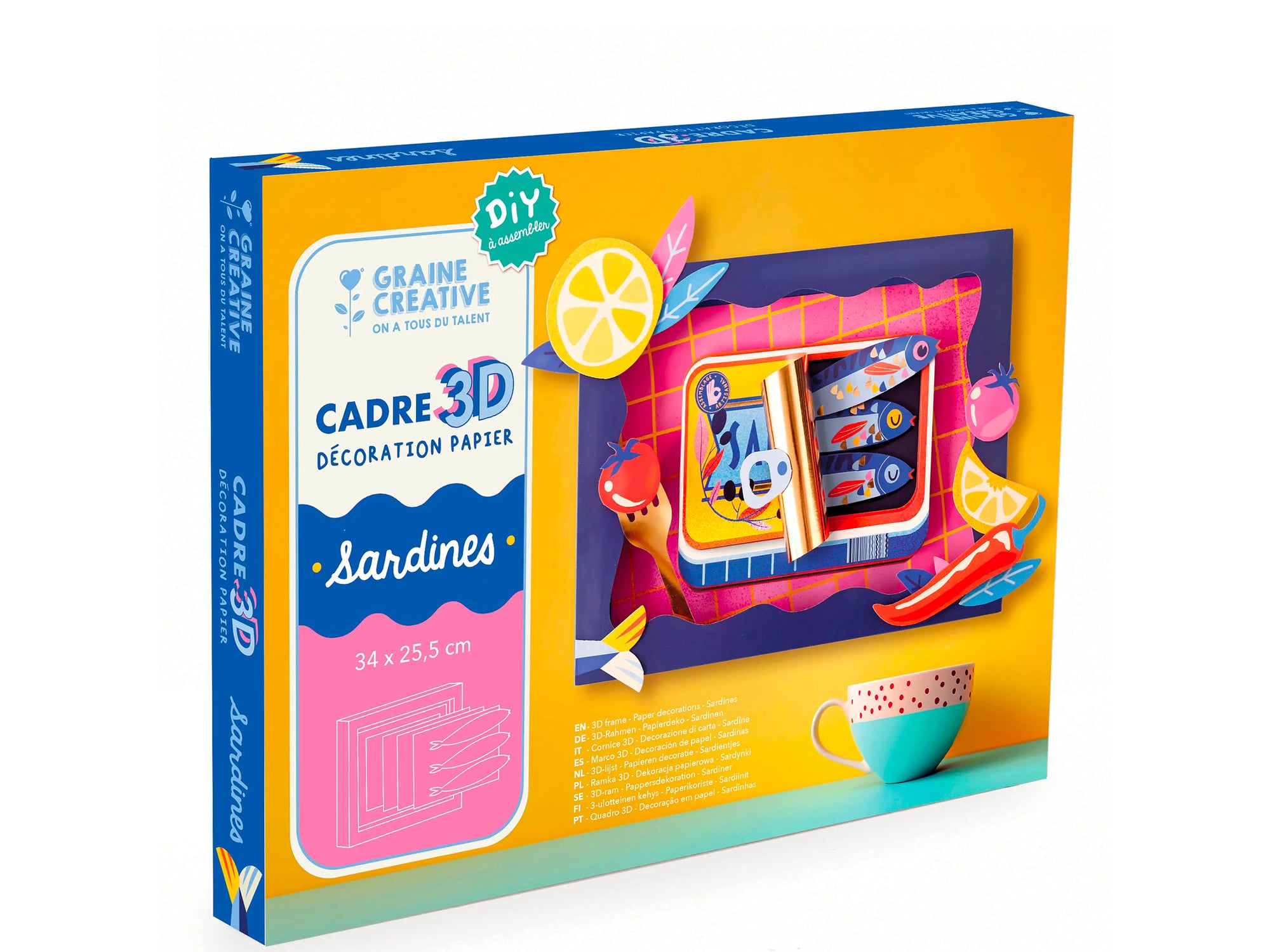Achat Cadre 3D Papier Sardines à assembler - Graine Créative