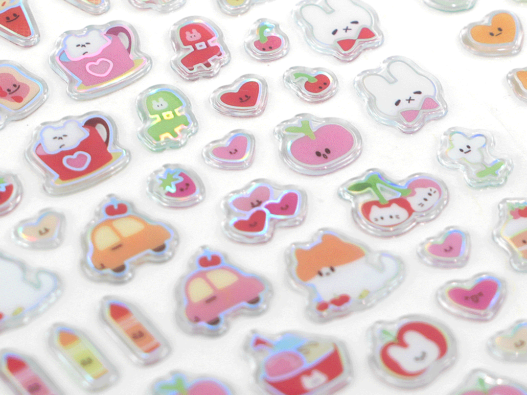 achat Mini stickers épais coréens -  pomme rouge