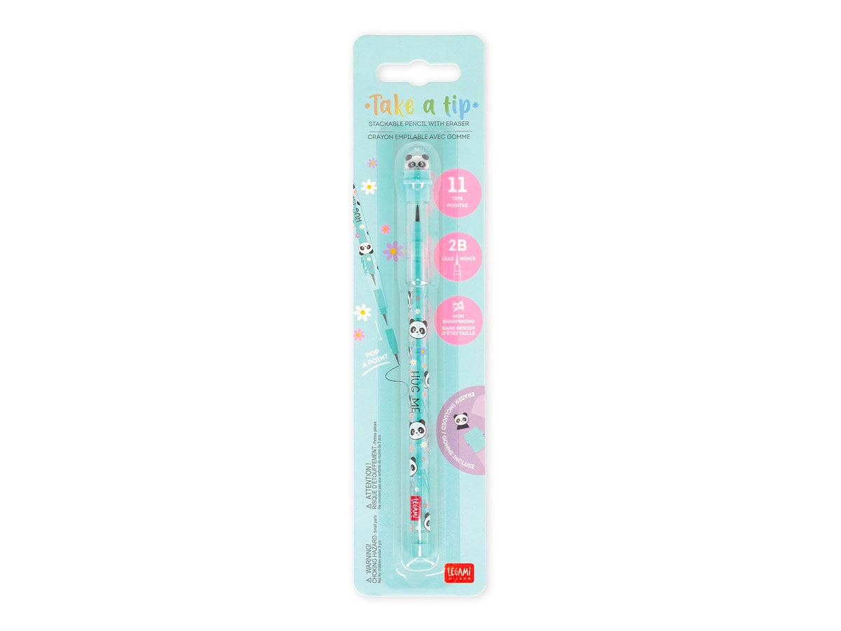 achat Crayon Empilable avec Gomme Take a Tip - Panda - Legami