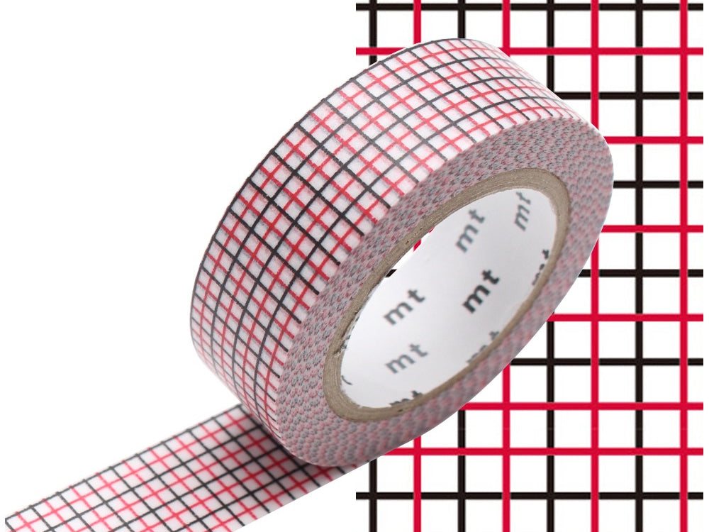 Achat Masking tape motif - Quadrillé noir et rouge