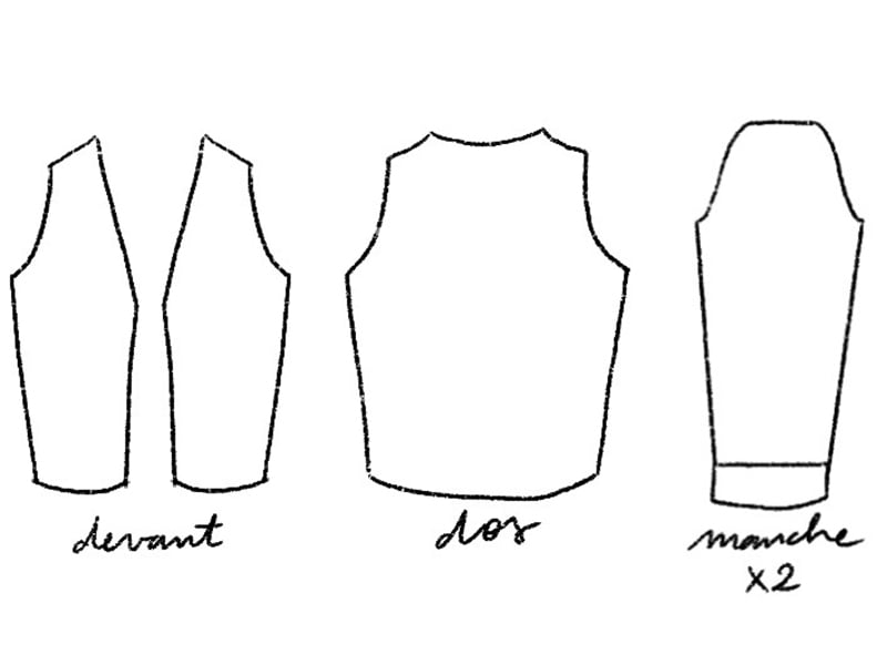 schéma tricot gilet avec aiguilles droites