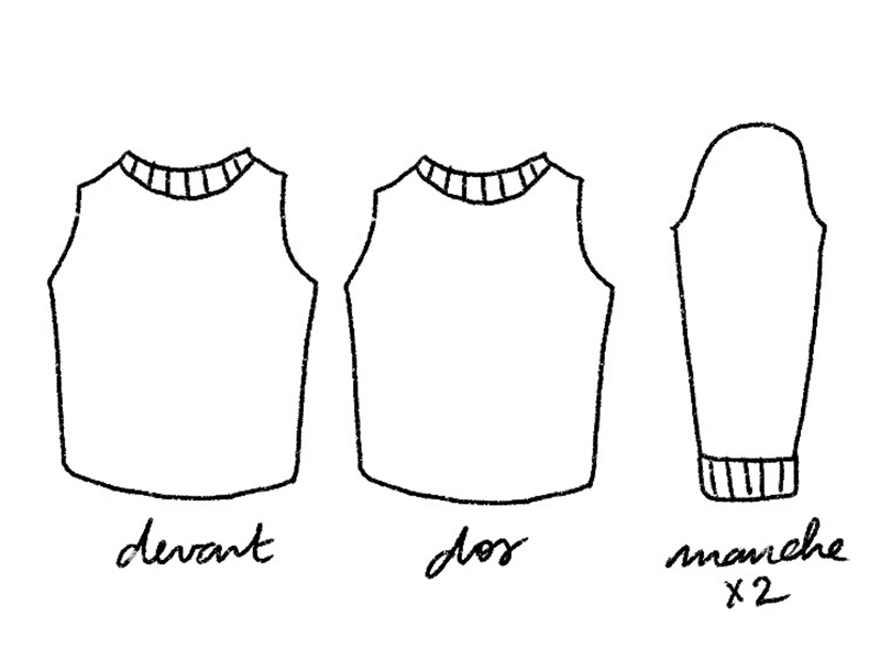 schéma tricot pull avec aiguilles droites